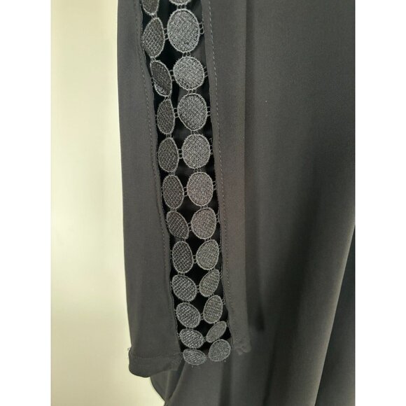 JOSEPH RIBKOFF Top Feature Sleeve Jersey Knit Hankerchief Hem Black Size 14? - Picture 4 of 7